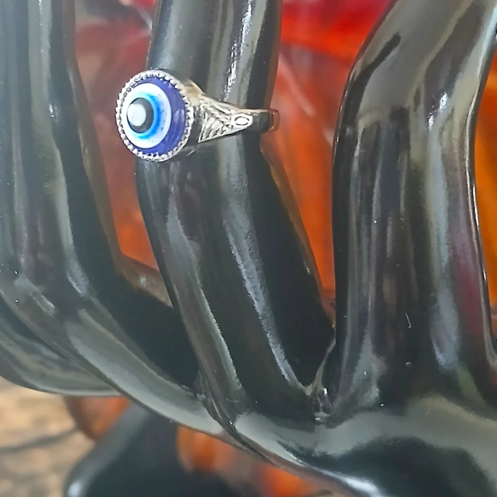 Evil Eye Silver plated ring Rodium plate finish